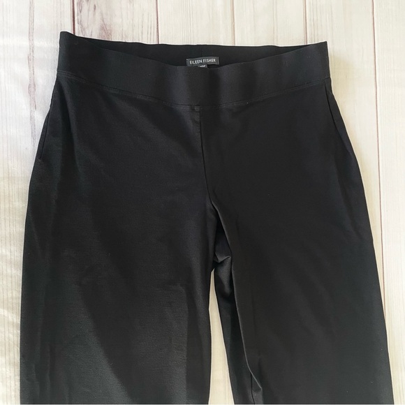 Eileen Fisher Pull on Pants Women's Size M Black Viscose Stretch Career Straight - Picture 2 of 8